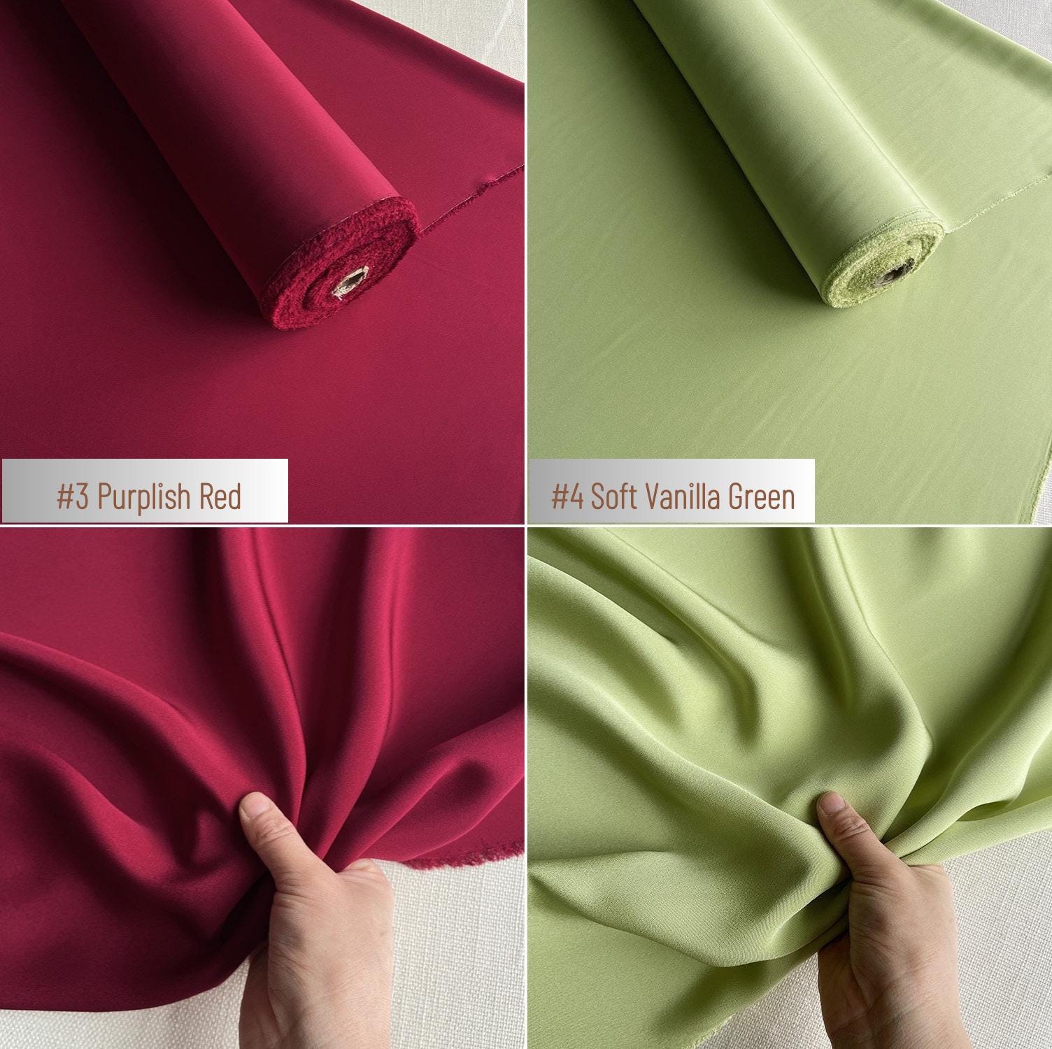 Heavy 40 Momme Silk Crepe de Chine Fabric – 114cm Wide, 24 Colors, Luxury Drape
