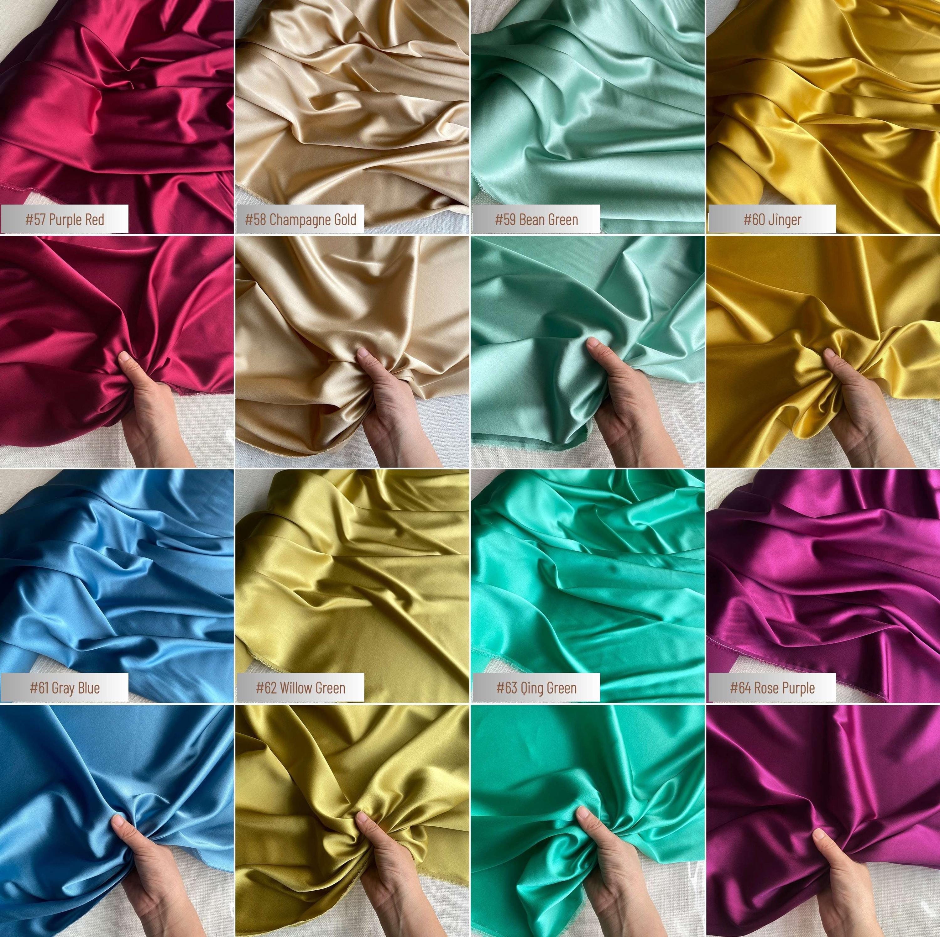 80 Colors Solid - 19 momme Stretch Silk Satin Fabric - 140cm wide by the Yard