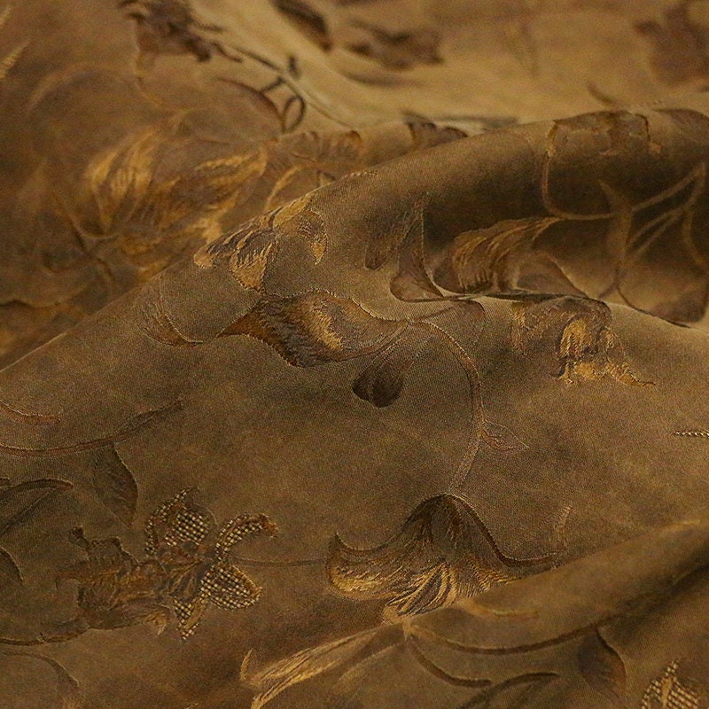 Lily Handmade Brown and Black HuaLuo Gambiered Ganton Gauze By the Yard for Summer Clothes, Dresses, Pants, Handcrafts.