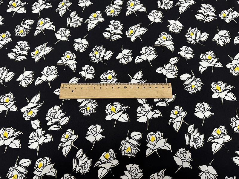 SQHDIH - 20 Momme Floral Print Double Joe Satin Silk Fabric - 135cm wide by the Yard