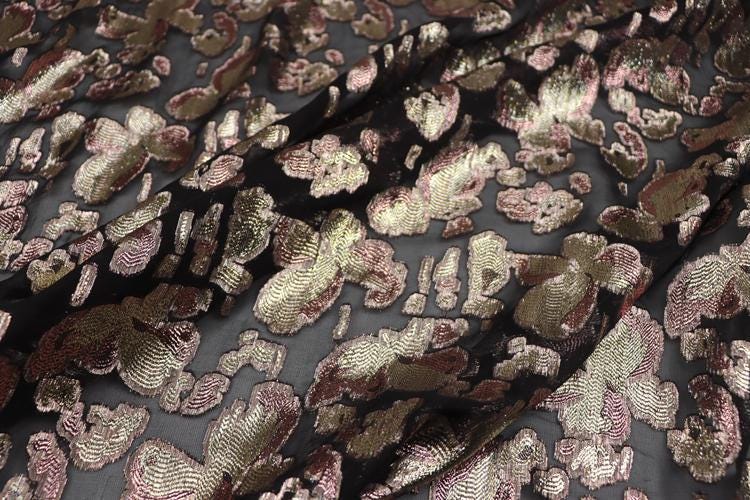 JFHHDH - 15 Momme Golden Thread Weave Silk Georgette Fabric - 140cm wide by the Yard