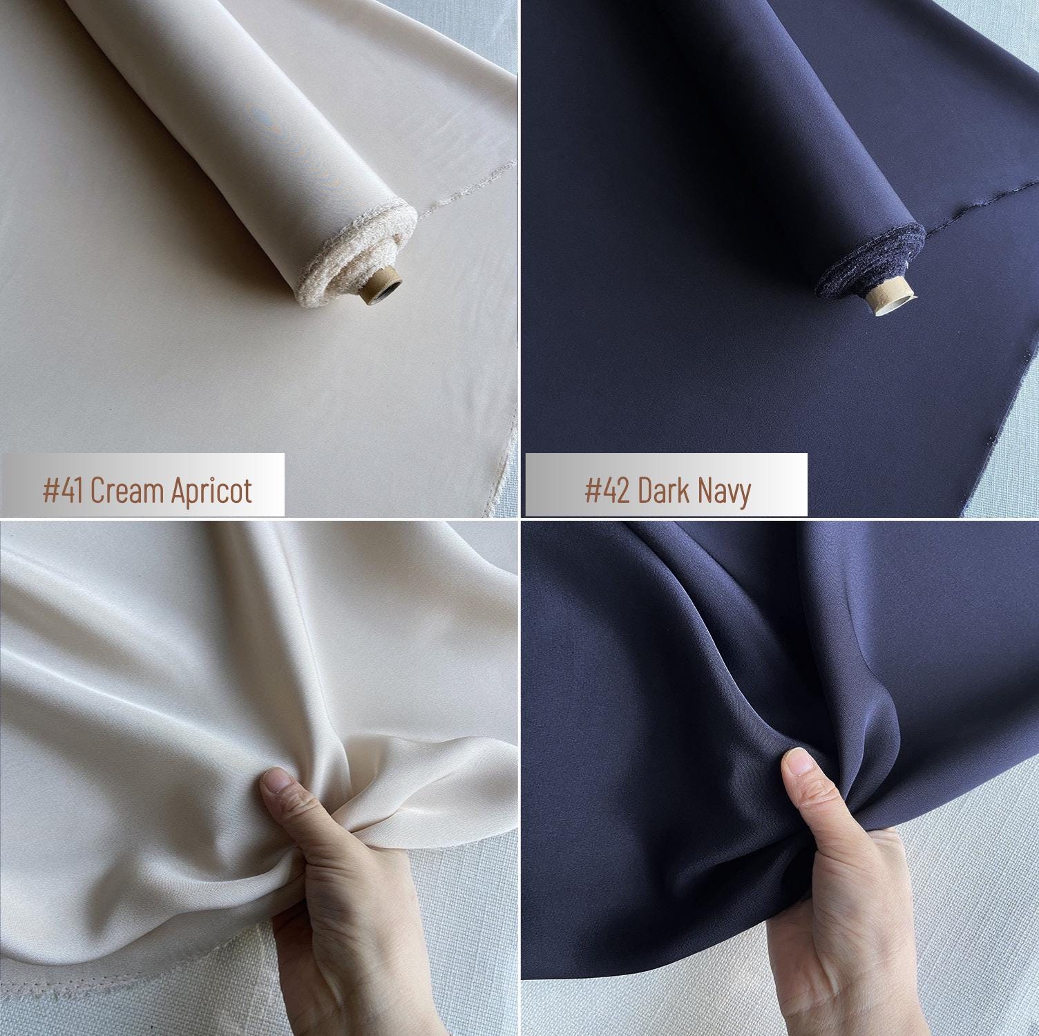 Heavy 30 Momme Silk Crepe de Chine Fabric – 45" Wide, 43 Colors, 100% Mulberry Silk