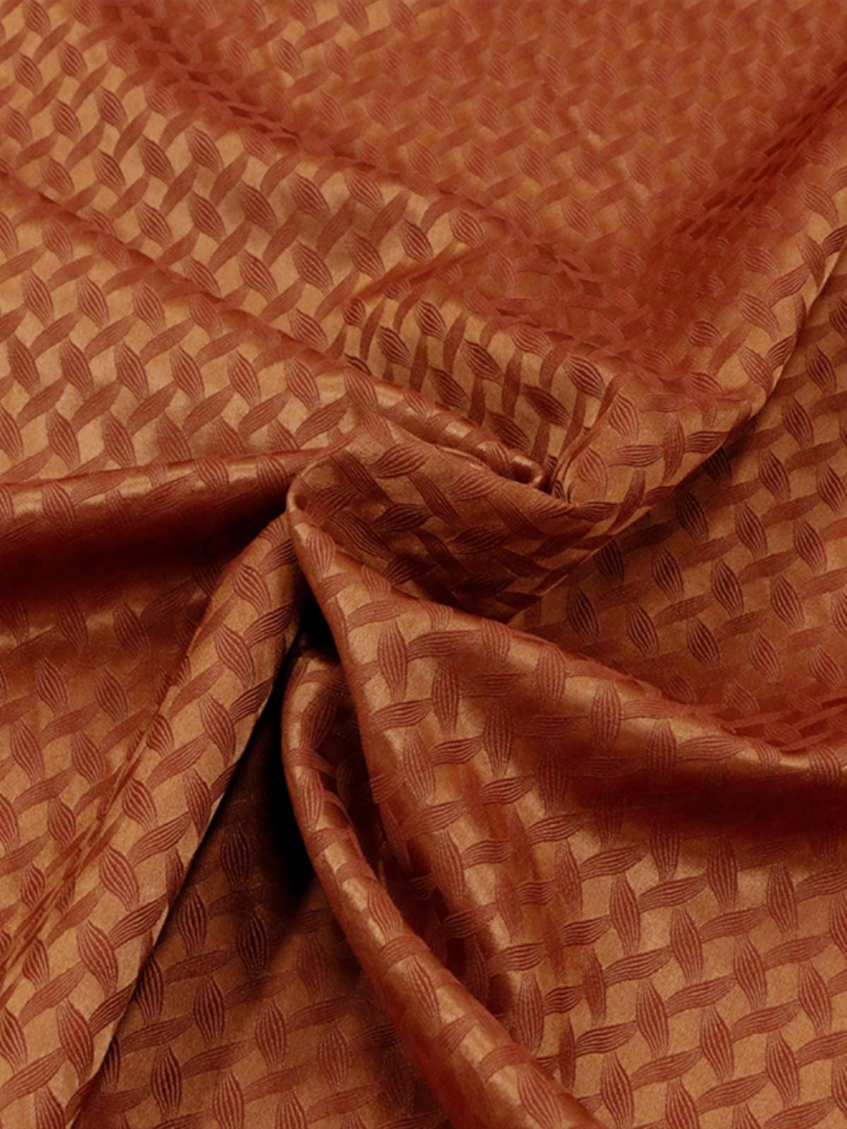 SIMOSZ - 25 Momme Caramel Color Cross Texture Jacquard Mulberry Silk Wool Blend Silk Fabric - 138cm wide by the Yard
