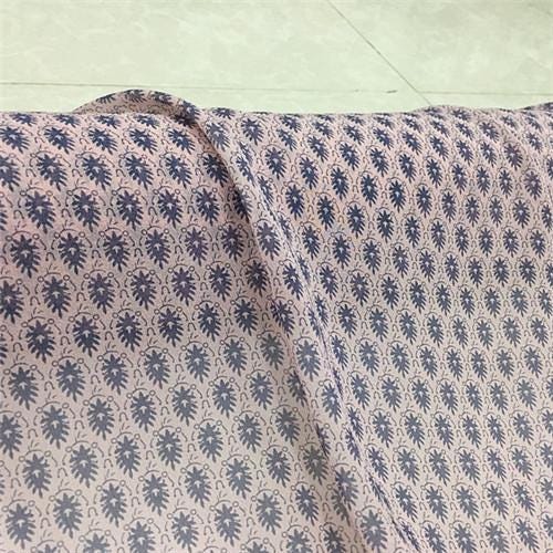 QSQINS - 12 Momme Light Pink Flowers Print Silk Georgette Fabric - 110cm wide by the Yard