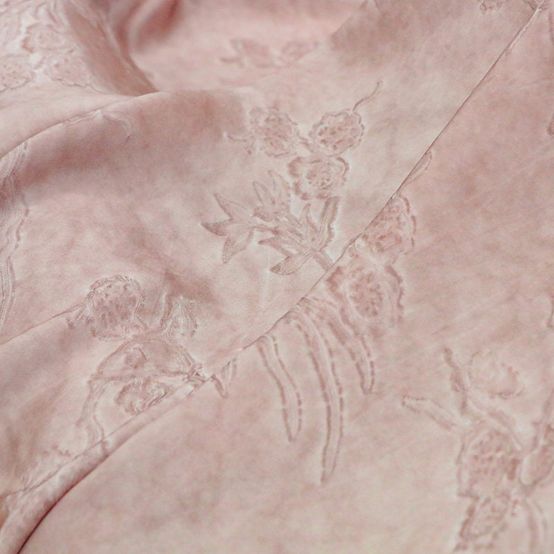 PUZHUO - Handmade Jacquard Plant Dye Silk Fabric Silk Viscose Blend - 133cm wide by the Yard