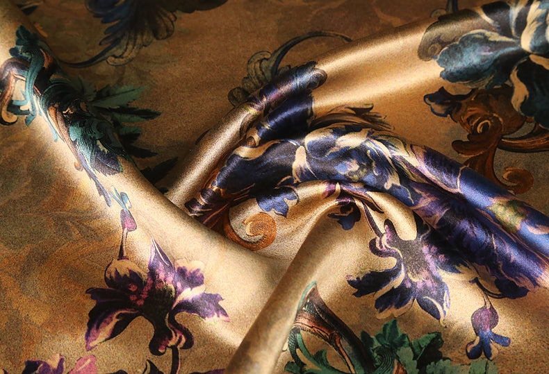 GUJFWH - Handmade 50 Momme PIZI Mud Silk Satin Fabric - 140cm wide by the Yard