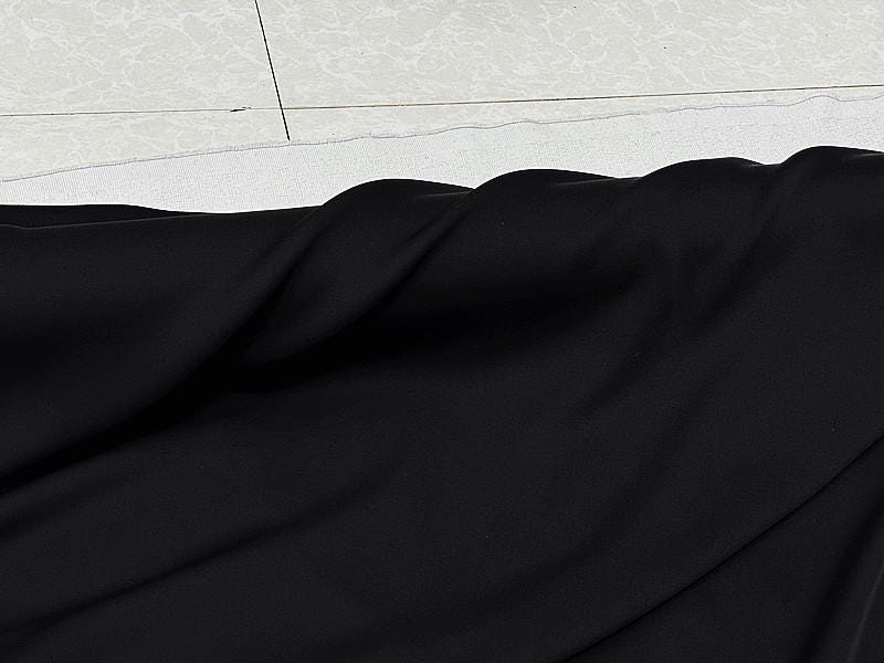 SQCUNH - 23 Momme Solid Color Black Double Joe Satin Silk Fabric - 137cm wide by the Yard