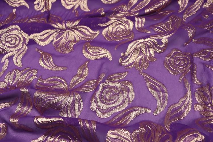 JFHZSH - 12 Momme Golden Thread Weave Silk Georgette Fabric - 130cm wide by the Yard