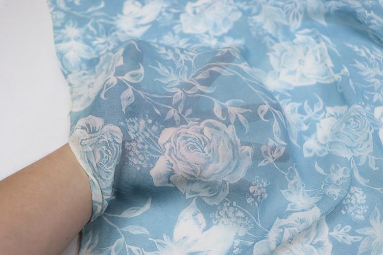 JFHLHD - 11 Momme Rose Floral Print Silk Georgette Fabric - 114cm wide by the Yard