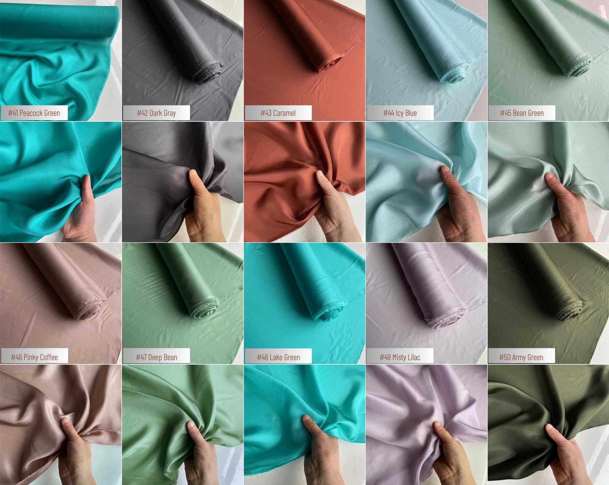 Color #1-40 - 8 Momme 80 Solid Colors Habotai Silk Fabric for Prom Dresses - 114cm wide by the Yard