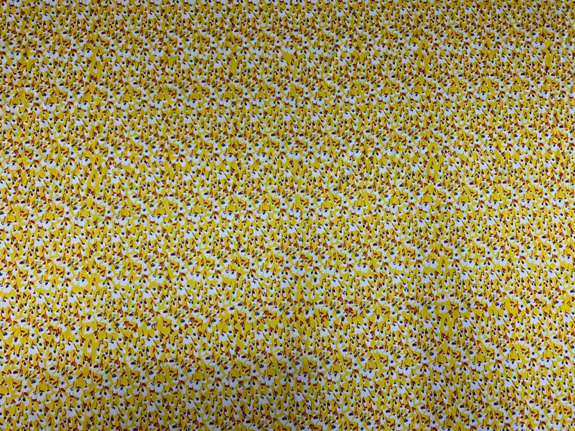 YELSUA - 19 Momme Yellow Background with Small Florals Pattern Digital Print Stretch Silk Satin Fabric - 135cm wide by the Yard