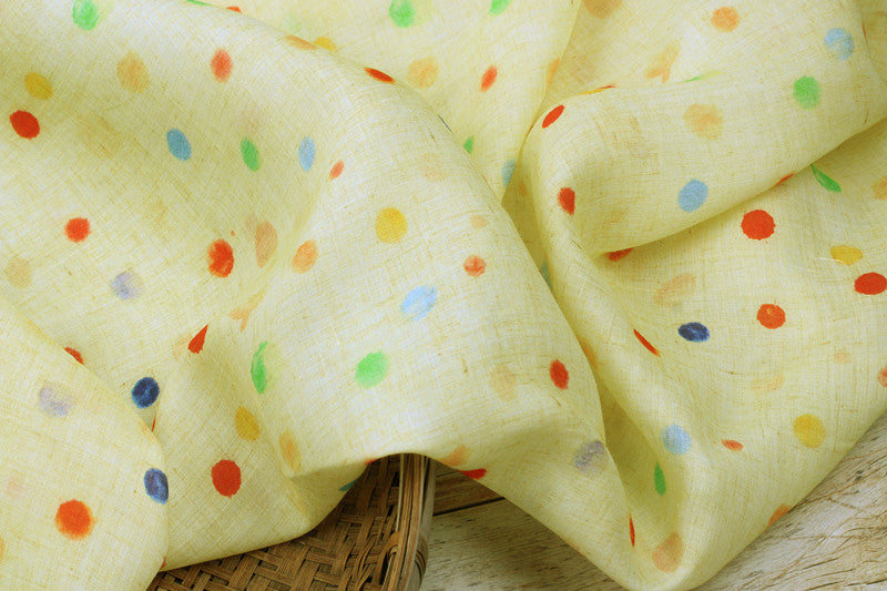 Yellow Confetti printed 42-count ramie fabric #Color_Yellow Confetti