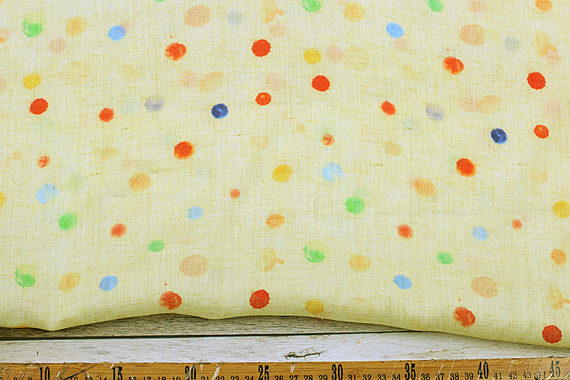 Yellow Confetti printed 42-count ramie fabric #Color_Yellow Confetti