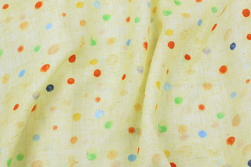 Yellow Confetti printed 42-count ramie fabric #Color_Yellow Confetti