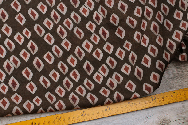 Coffee Geometric printed 42-count ramie fabric #Color_Coffee Geometric