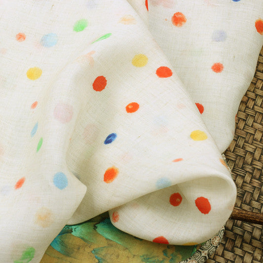 Ivory Confetti printed 42-count ramie fabric #Color_Ivory Confetti