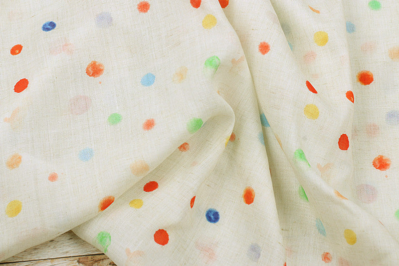 Ivory Confetti printed 42-count ramie fabric #Color_Ivory Confetti
