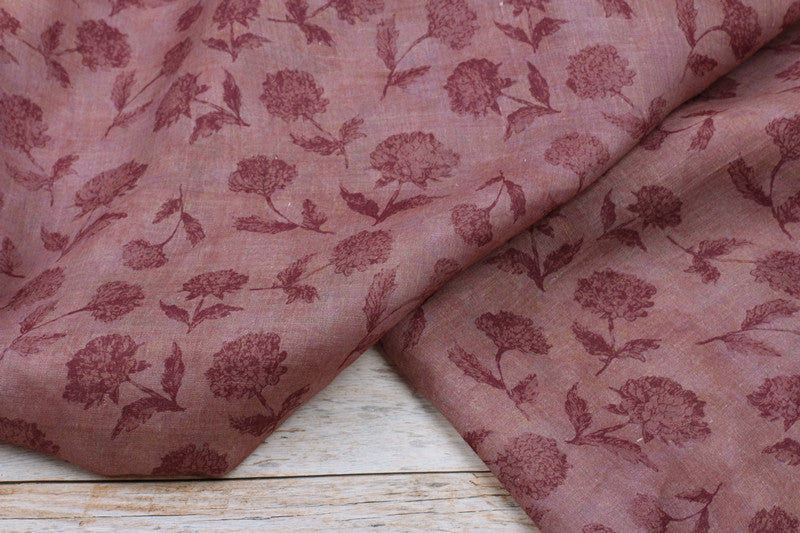 Mauve Botanical printed 42-count ramie fabric #Color_Mauve Botanical