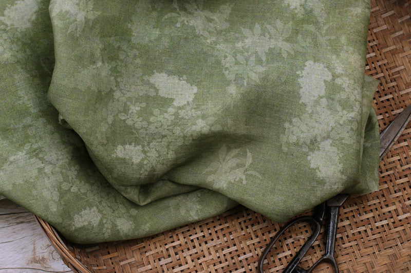 Sage Tonal Floral printed 42-count ramie fabric #Color_Sage Tonal Floral