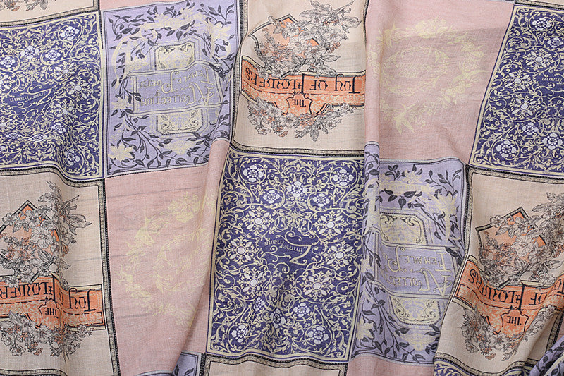Blush Ornamental printed 42-count ramie fabric #Color_Blush Ornamental