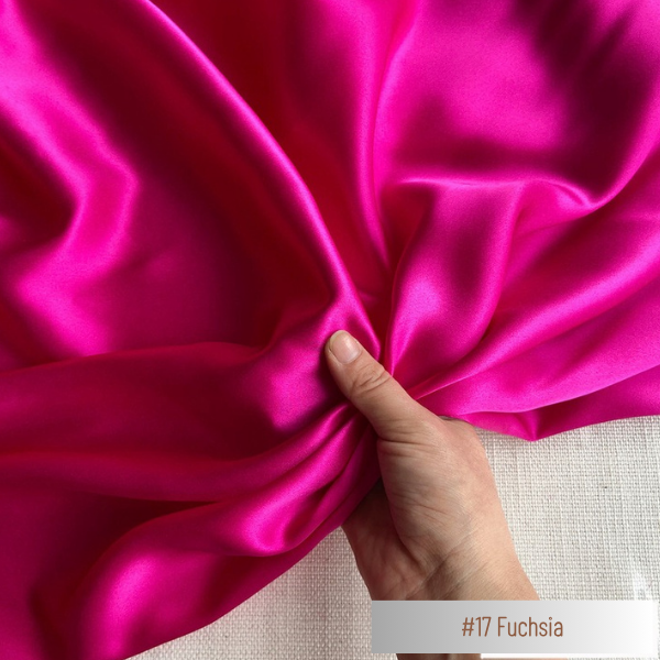 Color 17 - Fuchsia - 19 Momme 100% Mulberry Silk Satin