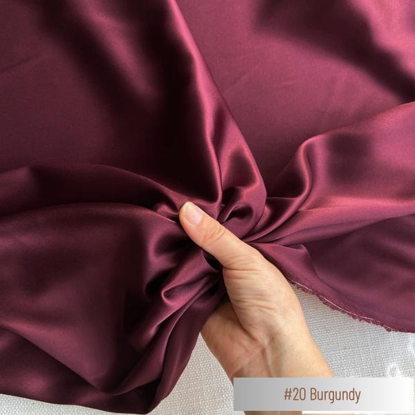 Color 20 - Burgundy - 19 Momme 100% Mulberry Silk Satin