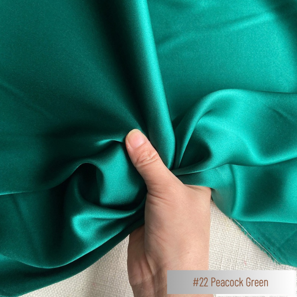 Color 22 - Peacock Green - 19 Momme 100% Mulberry Silk Satin