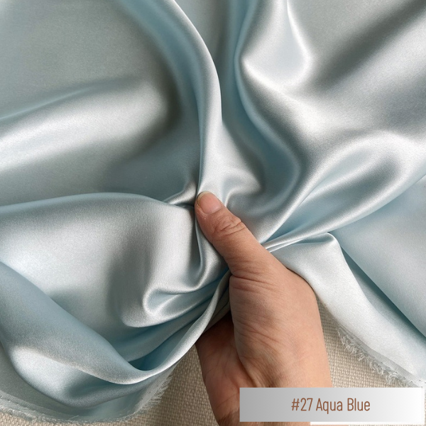 Color 27 - Aqua Blue - 19 Momme 100% Mulberry Silk Satin