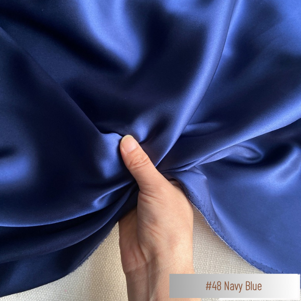 Color 48 - Navy Blue - 19 Momme 100% Mulberry Silk Satin