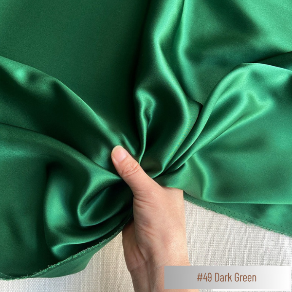 Color 49 - Dark Green - 19 Momme 100% Mulberry Silk Satin