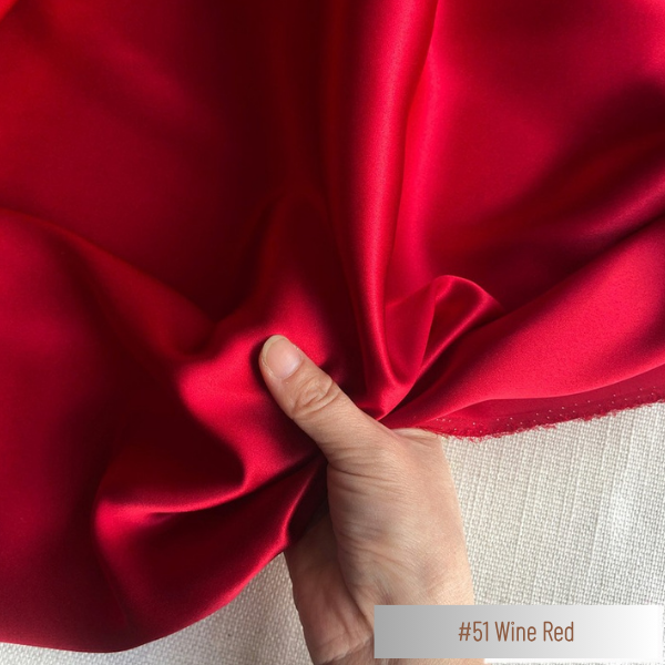 Color 51 - Wine Red - 19 Momme 100% Mulberry Silk Satin