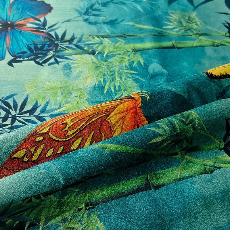 GUYZUD - Handmade 40 Momme Jacquard Mud Silk Satin Fabric - 112cm By the Yard