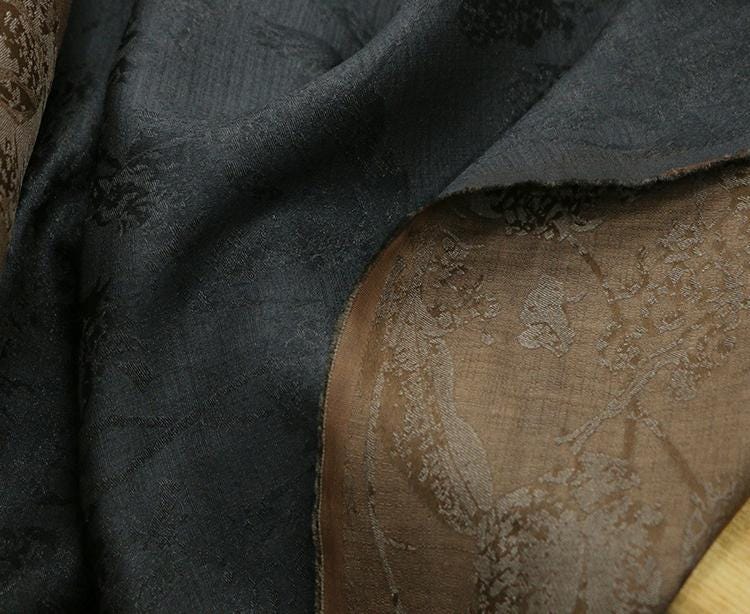 ZUOCAN - 24 Momme Handmade Pure Tussah Silk Gambiered Ganton Gauze Silk Fabric ,130cm By the Yard