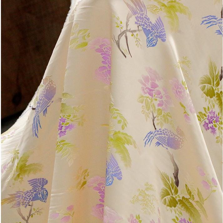 FANIAO - 25 Momme Handmade Jacquard Silk Satin Fabric - 135cm by the Yard