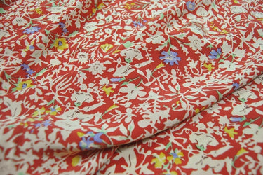 LINGDOU - 19 momme Floral Print Silk Crepe de Chine Fabric - 114cm wide by the Yard