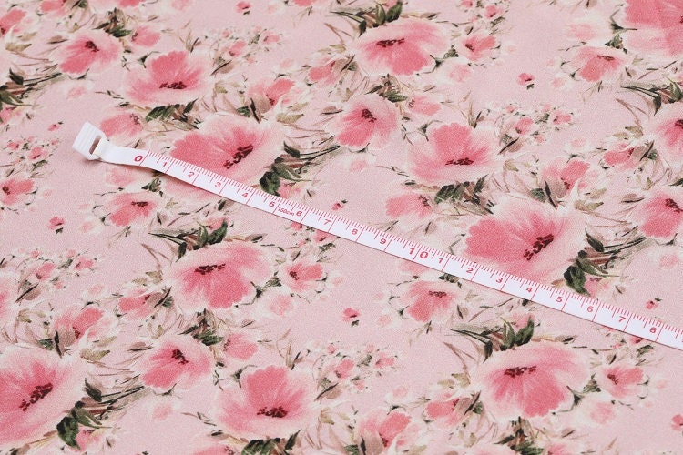 KFSYX - 8 Momme Pink floral print Silk Crepe de Chine Fabric - 138cm by the Yard