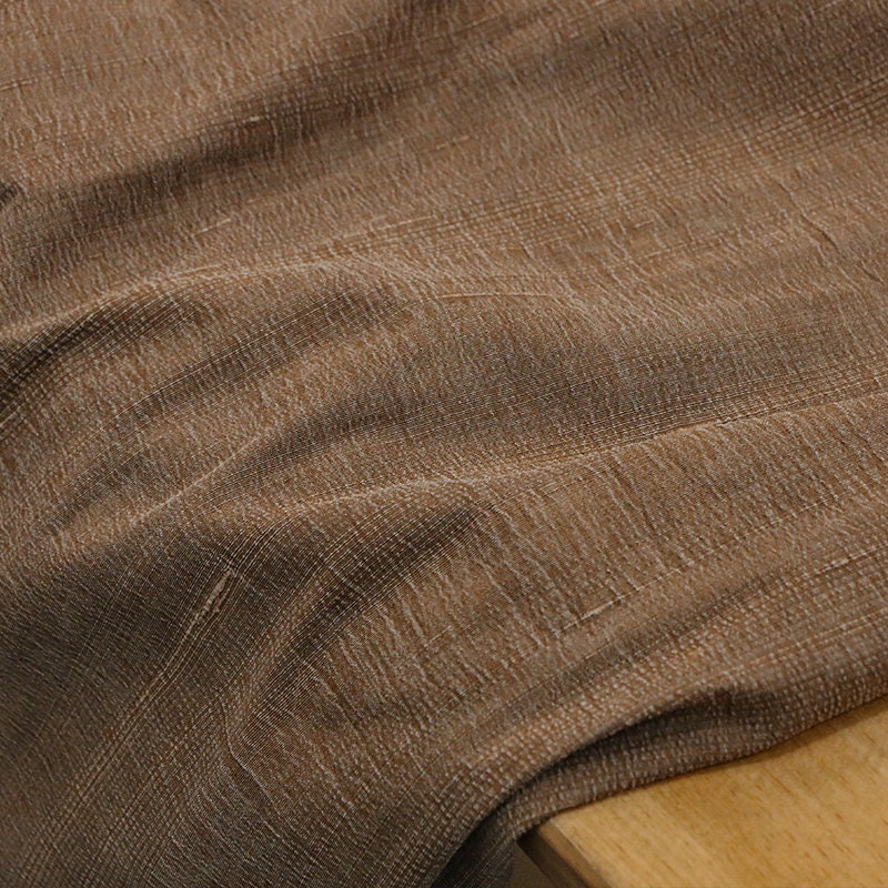 JILICHOU - 27 Momme Handmade Gambiered Ganton Tussah Mud Silk Fabric - 130cm wide by the Yard