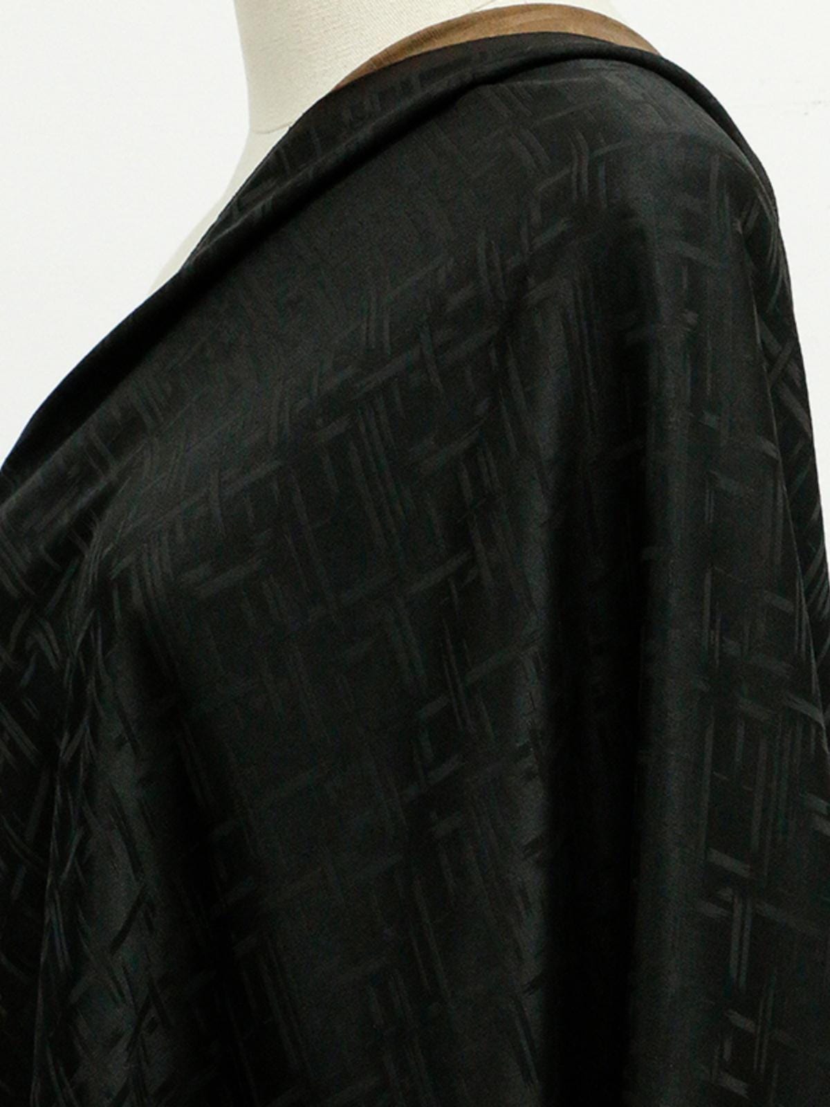 SABCUW - Handmade 19 Momme Pure Black Sangbo Satin Mulberry Silk Xiangyunsha Fabric - 110cm wide by the Yard