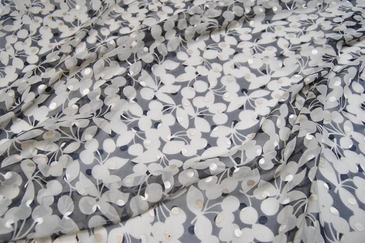 JFHSYHB - Silk Devore Satin Fabric, 8 Momme Burnout Floral Polka Dot, 114 cm Wide by the Yard