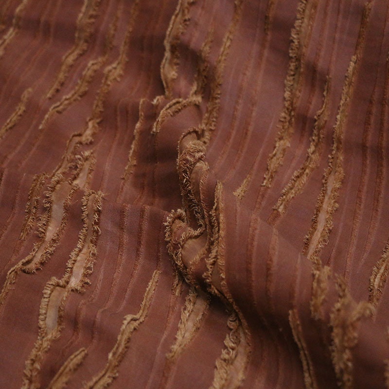 HONGLIANG - Handmade Plant Dye HongYunSha Special Cut Flower Silk Linen Fabric - By the Yard