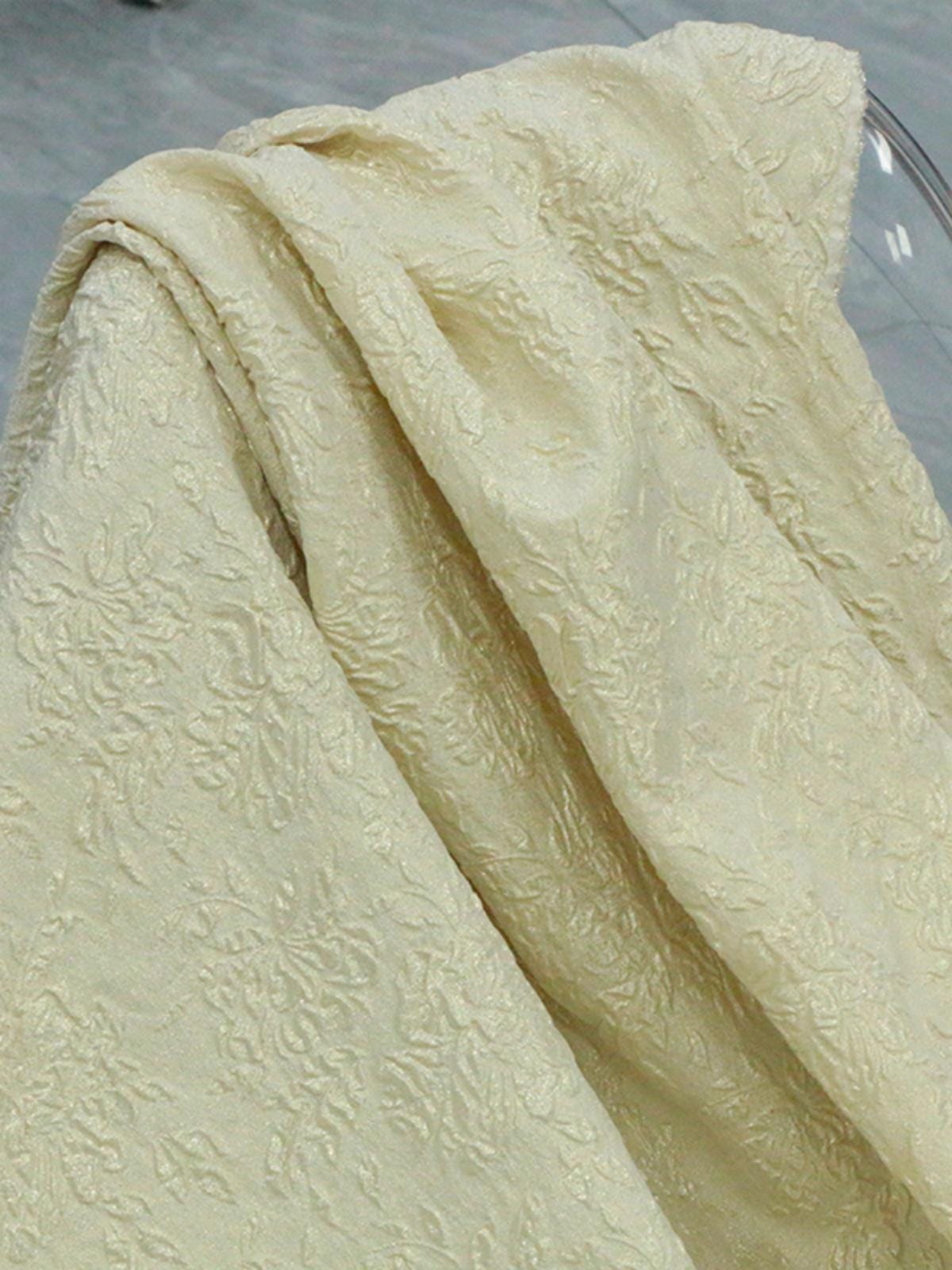 JILZIJ - 26 Momme Concave and Convex Relief Jacquard Golden Thread Weave Three-dimensional Texture Silk Fabric - 125cm wide by the Yard