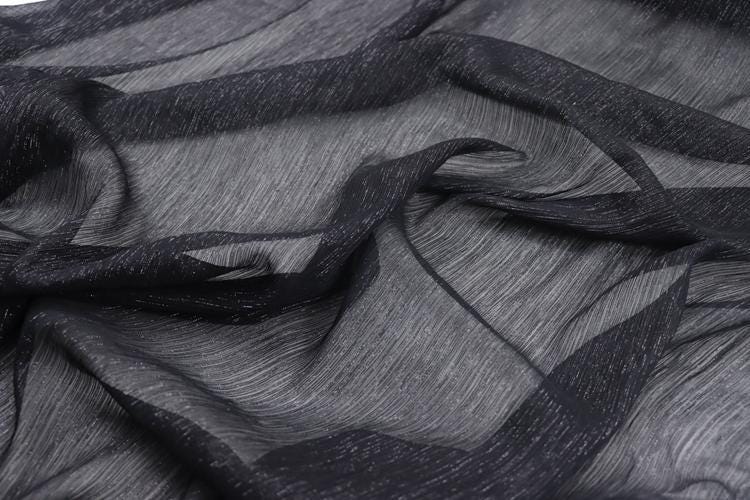 JFHYSY - 8 Momme Golden Thread Weave Silk Georgette Fabric - 120cm wide by the Yard