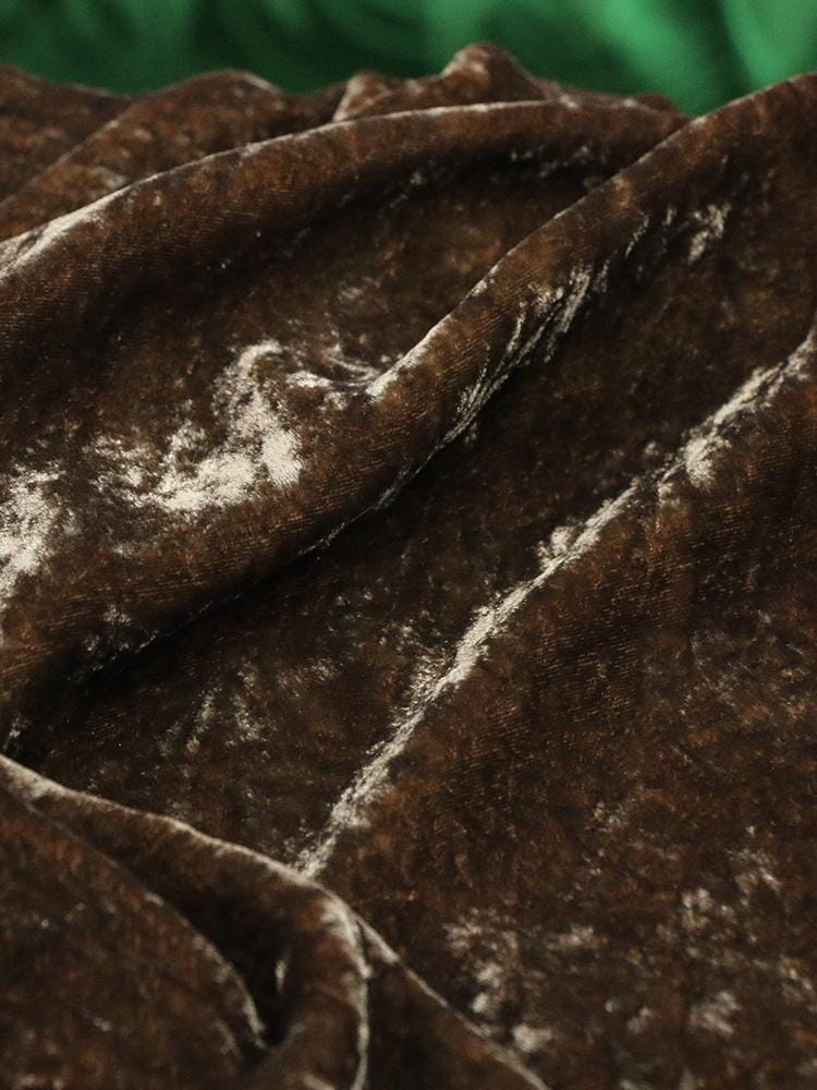 TUOHE - Handmade Plant-dyed Camel Brown Niche Silk Velvet Fabric - 125cm wide by the Yard