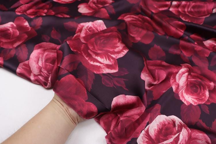 JFHMGU - 16 momme Floral Print Charmeuse Silk Satin Fabric - 140cm wide by the Yard