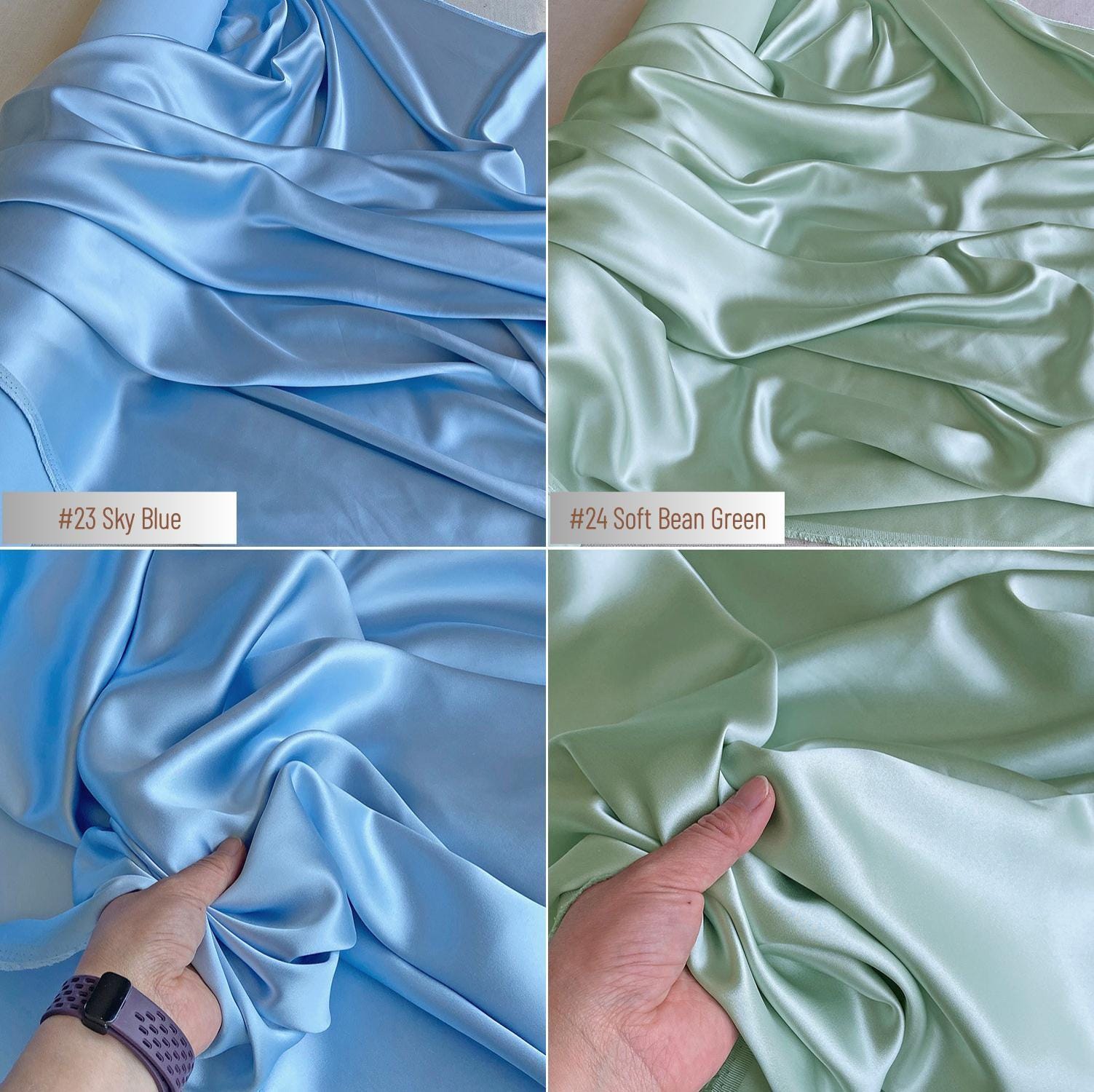 40 Momme Silk Charmeuse Fabric, 140cm Wide, 30 Colors, Luxury Mulberry Silk