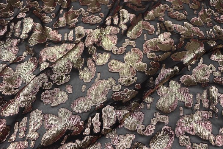 JFHHDH - 15 Momme Golden Thread Weave Silk Georgette Fabric - 140cm wide by the Yard