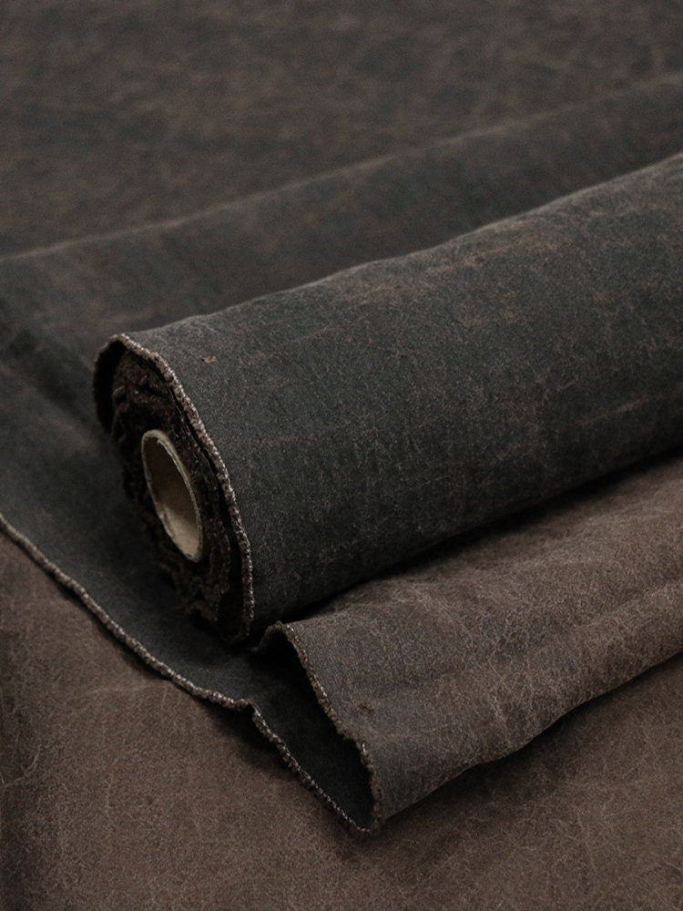 RCGUIW - Rust Color Cracks 22 Momme Handmade Plant Dye Mud Silk Fabric, 110cm by the Yard