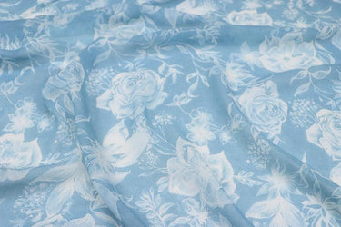 JFHLHD - 11 Momme Rose Floral Print Silk Georgette Fabric - 114cm wide by the Yard