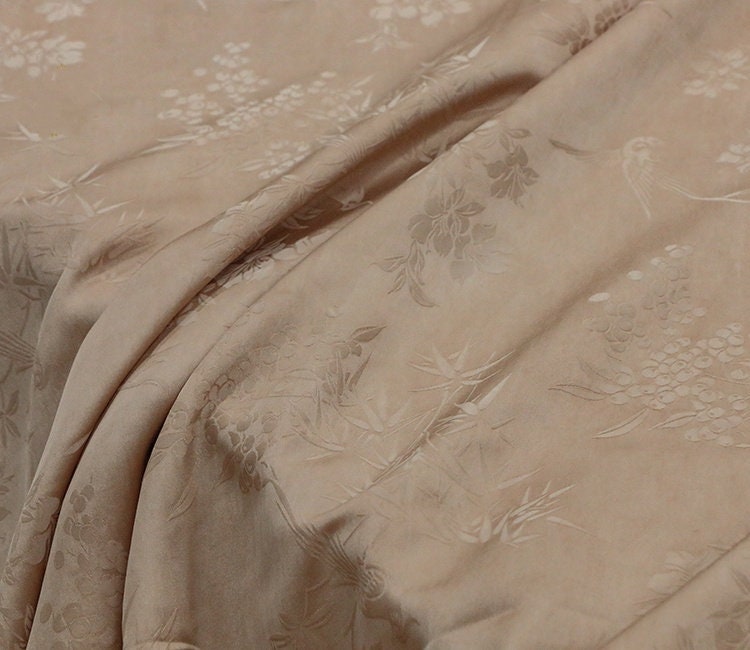 RUINI - Handmade Jacquard Plant Dye Silk Fabric - 130cm wide by the Yard