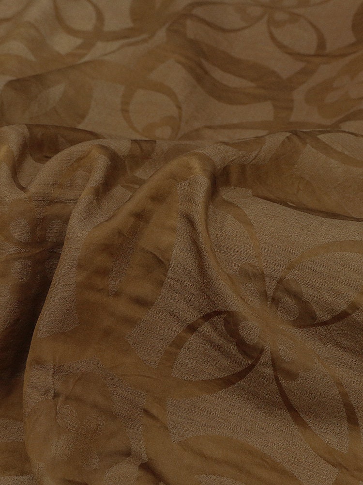 RINGS - Jacquard Handmade Gambiered Ganton Tussah Silk Fabric - 130cm wide By the Yard
